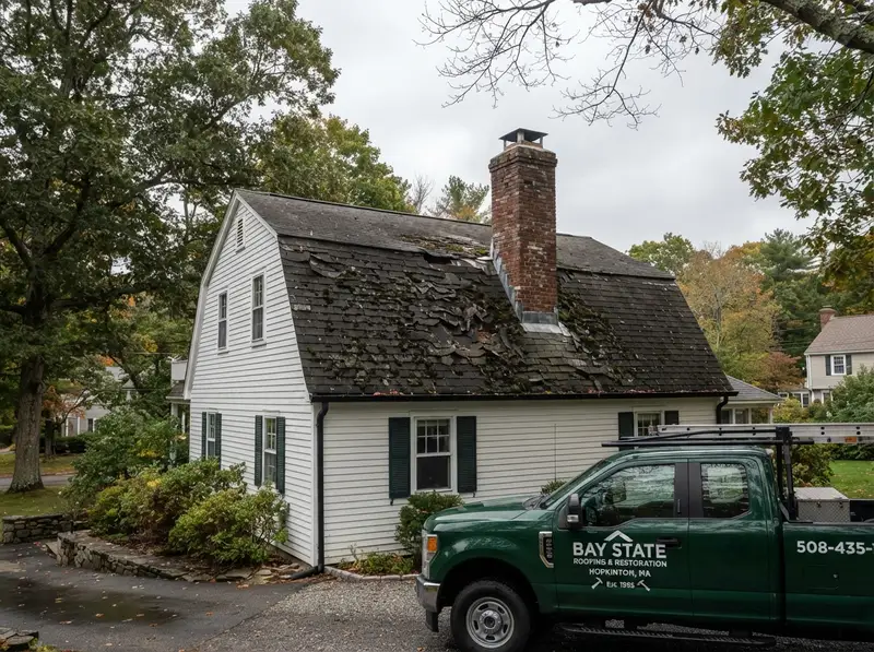 Weathered asphalt shingle roof requiring replacement