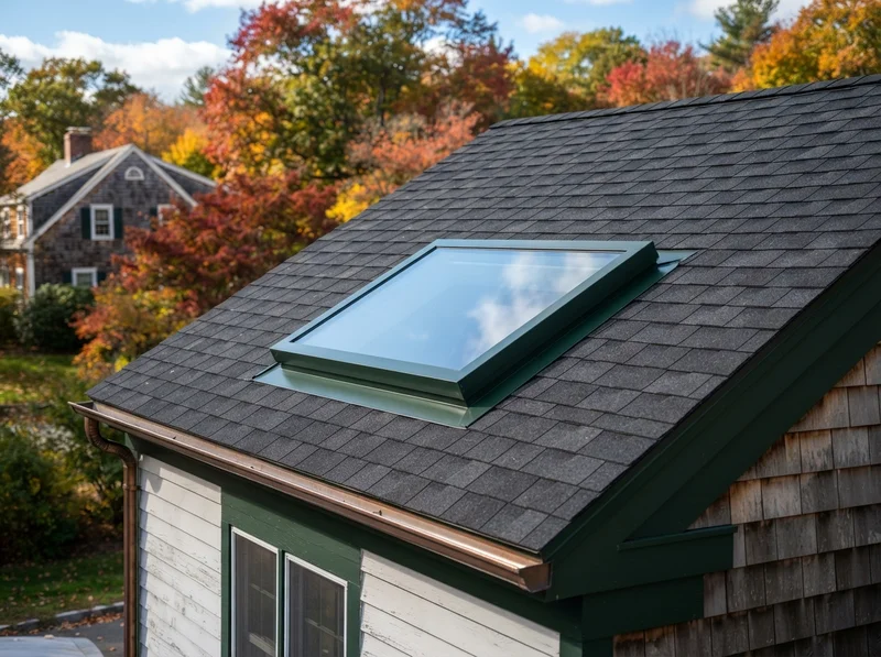 New skylight installation on residential roof